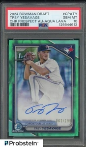 2024 Bowman Draft Chrome Aqua Lava Trey Yesavage RC Rookie AUTO /199 PSA 10 - Picture 1 of 2