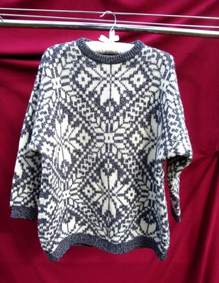 Suéter de Lana Benetton Snowflake Fair Isle Años 80 De Colección Para Mujer EE. UU. 10/12 - Excelente Foto 1 de 4