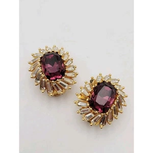 Pendientes Christian Dior Auténticos Amatista Oro Púrpura Clip Piedras Faltantes De Colección - Imagen 1 de 17