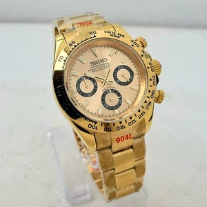 SEIKO ALL GOLD QUARTZ VK63 MOVEMENT SAPPHIRE CHRONOGRAPH HERREN UHR NEU - Bild 1 von 10