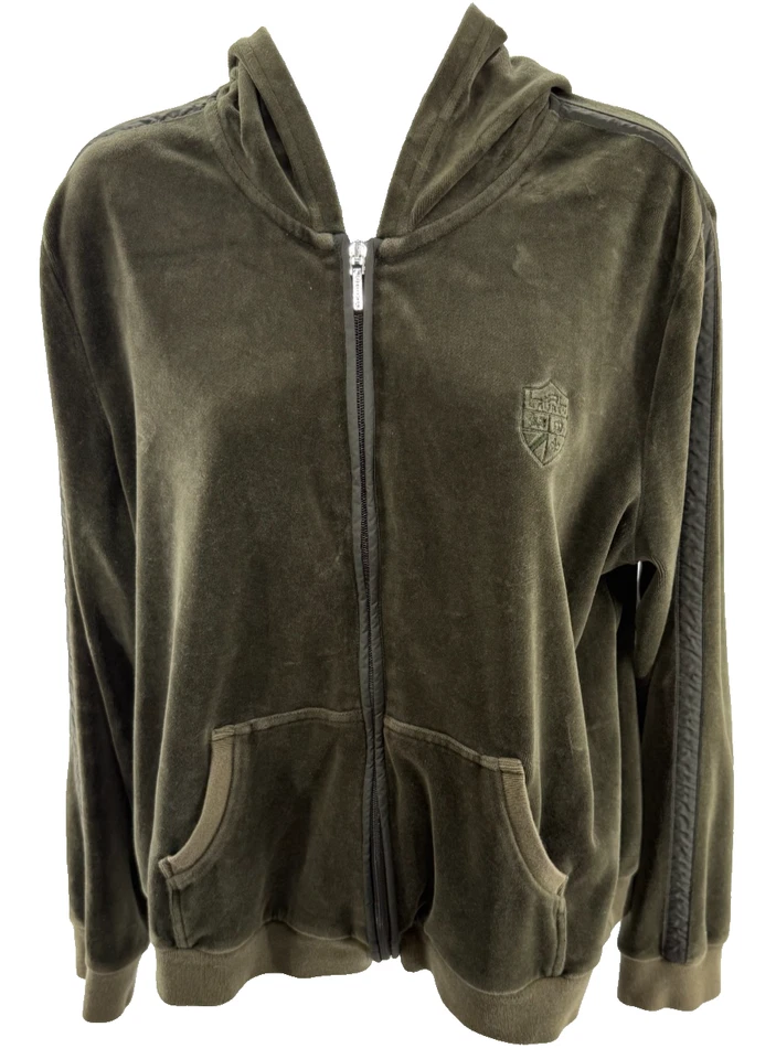 Chaqueta deportiva Ralph Lauren Active verde oliva con escudo de terciopelo para mujer cremallera completa XLarge Foto 1 de 4