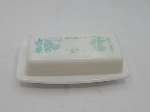 Vintage Pyrex Türkis Amish Butterprint zweiteilige Butterdose 72-B  - Bild 1 von 13