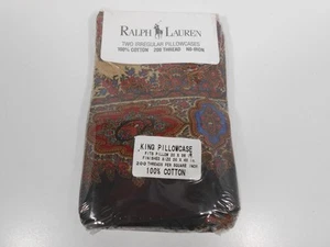 NEW RALPH LAUREN EMERSON PAISLEY COLLECTION KING SIZE TWO PILLOWCASES 100%COTTON - Picture 1 of 7