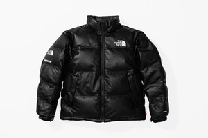 Giubbotto imbottito uomo Nuptse stile montagna fit unisex tutto nero vera pelle - Foto 1 di 4