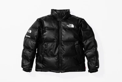 Men's Nuptse Mountain Style Fit Unisex All-Black Genuine Leather Puffer Jacket - Image 1 of 4