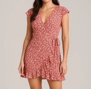 Abercrombie Fitch abito avvolgente donna arancione medio floreale mini volant - Foto 1 di 12