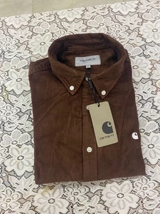 Carhartt WIP Long sleeve Madison Corduroy Cord Shirt Navy Blue Chocolate size M - Picture 1 of 4