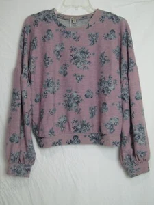 Gypsies & Moondust Girls Pink & Blue Floral Pullover Sweater Sz M EUC DHA103 - Picture 1 of 3