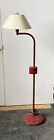 VINTAGE INDUSTRIAL STEAMPUNK MCM ADJUSTABLE FLOOR LAMP MEDICAL SAUCER TYPE RED