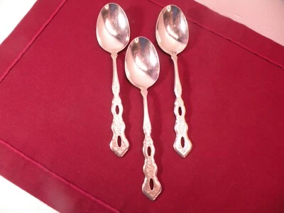 Set Of 3 Oneida Fantasy Stainless Place Oval Soup Spoons Pierced 6 7/8" - Image 1 of 4