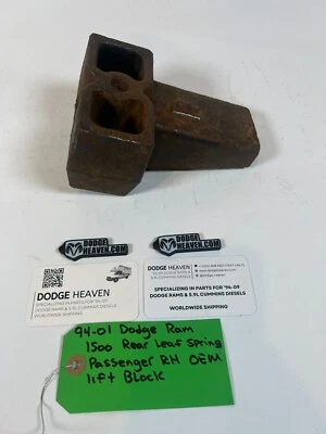Bloque de elevación derecho pasajero resorte hoja trasero Dodge Ram 1500 1994-2001 fabricante de equipos originales Foto 1 de 4
