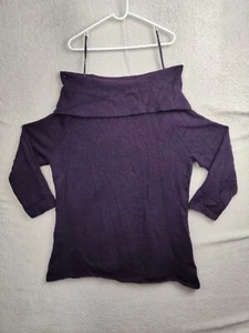 Mercer & Madison Women Sweater 3X Purple Heathered Wool Blend Knit Off Shoulder - Picture 1 of 16