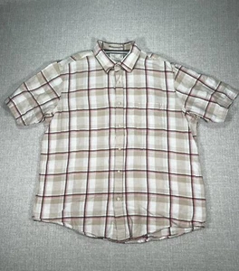 Tasso Elba Shirt Adult XL Beige Plaid Short Sleeve Button Up Island Classic Mens - Picture 1 of 9