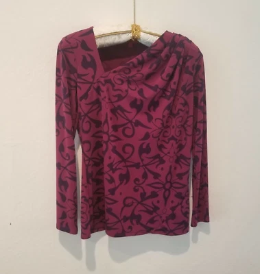 Narciso Rodriguez Top Womens Medium Long Sleeves Blouse Asymmetric Neck Purple - Image 1 of 4