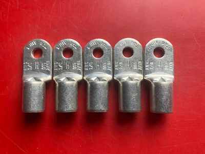 THOMAS & BETTS 5x MS20659-115 T&B Ring Terminal 1AN-1/0 1/4" Stud Uninsulated Tubular NAVY 100