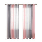 2 Panel Gradient Color Voile Net Eyelets Kids Bedroom Window Sheer Curtains Pair
