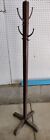 Mission Stickley Style Coat Rack or Tree Wood & Brass Vintage 71' Tall