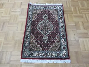 2 Fuß 1 x 3 Fuß 1 Handgeknüpfter Rot Mahi Tabrez Orientteppich Wolle & Seide G9552 - Bild 1 von 3