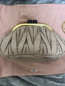 MIUMIU Matelasse Belle Shoulder Bag Leather Beige Purse 90261006 from Japan Rare - Picture 1 of 8