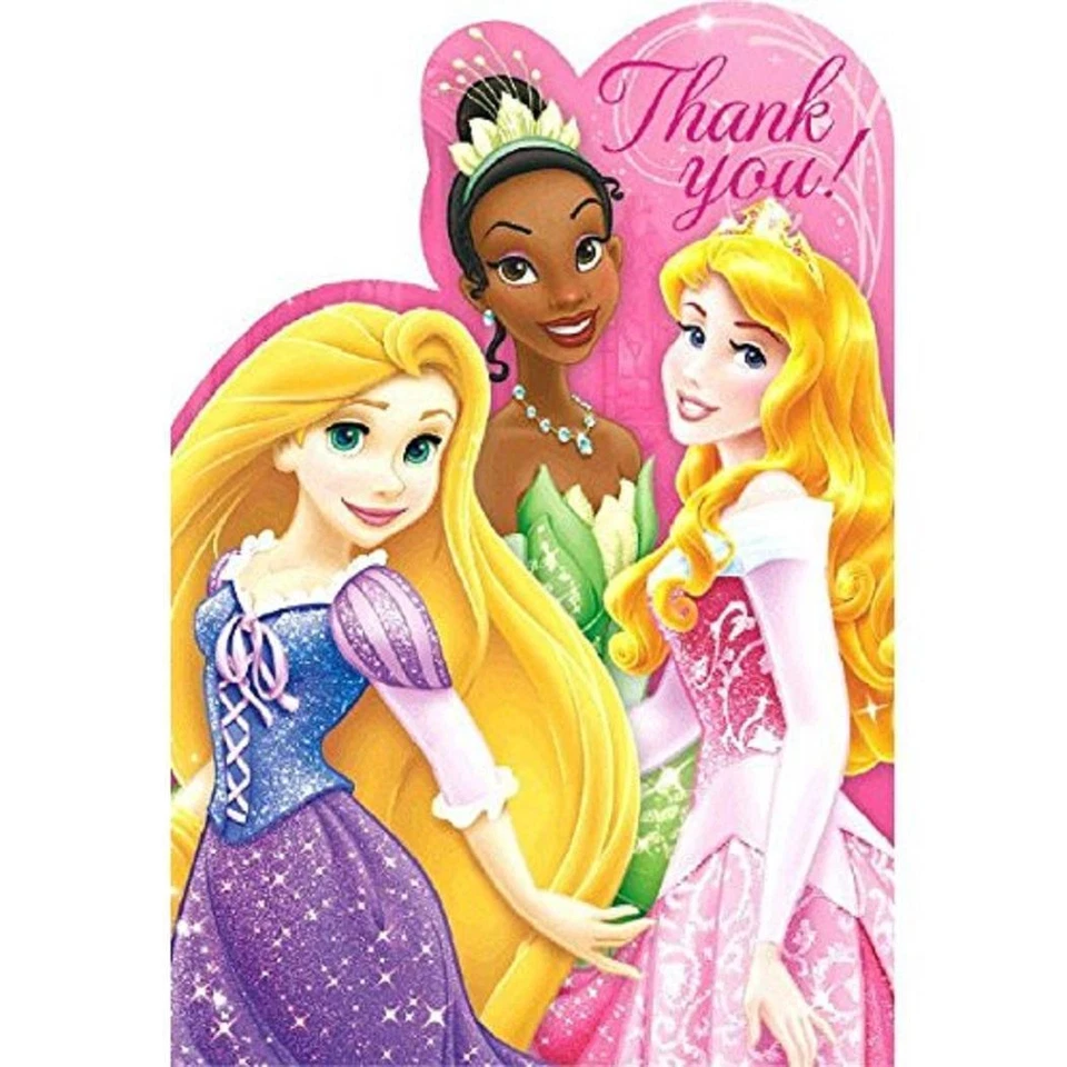 Disney Princess Sparkle Birthday Party Supplies Thank You Notes w envelopes 8ct. - Image 1 of 1
