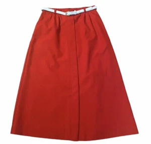 Vintage 1970’s Union Made Red A Line Skirt w/ Slim White Belt, XS, 24” 25” - Picture 1 of 7