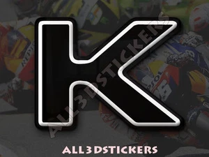 3D Stickers Resin Domed LETTER K - Color Black - 75 mm(3 inches) Adhesive Decal - Photo 1/1