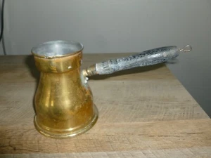 Vintage Brass Coffee Warmer Espresso Pot with wood handle (1930,40's) - Picture 1 of 7