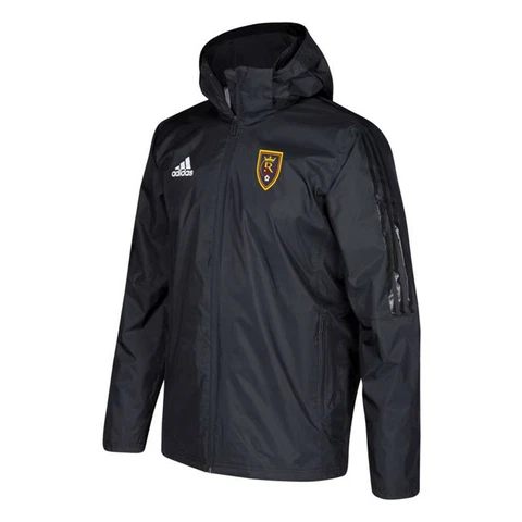 Real Salt Lake MLS Adidas Men's Team Black ClimaStorm Full Zip Coach Jacket Cover