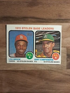 1973 Topps - League Leaders #64 Lou Brock, Bert Campaneris - Picture 1 of 10