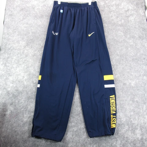 Nike Womens Warmup Pants Large Blue NCAA WVU Mountaineers Sweatpants Zip Cuff Cover