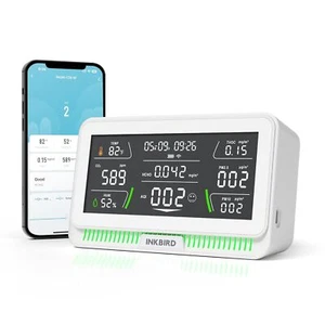 INKBIRD 9-in-1 Air Quality Monitor Indoor CO2 Temperature Humidity HCHO,PM2.5/10 - Picture 1 of 7