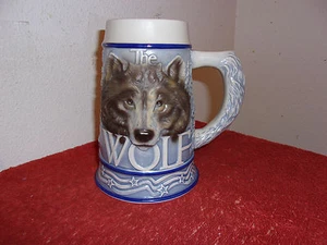 VINTAGE GREY WOLF by TOM O'BRIEN CERAMIC AVON BEER STEIN...BRAZIL..2000 - Bild 1 von 1