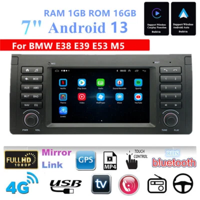 7'' Android 13 Stereo Radio GPS Navi Head Unit For BMW E38 E39 E53 M5 X5 Carplay - Image 1 of 4