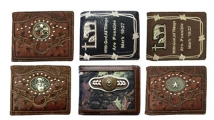 Cross Praying Cowboy, Deer, Flag, Star Women Western Wallet Bifold Style - Picture 1 of 10