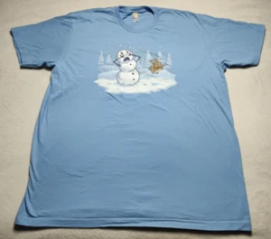 Bunny Stealing Snowman’s Nose T-Shirt 2XL Light Blue Funny Winter Shirt.Woot Tee - Imagen 1 de 5