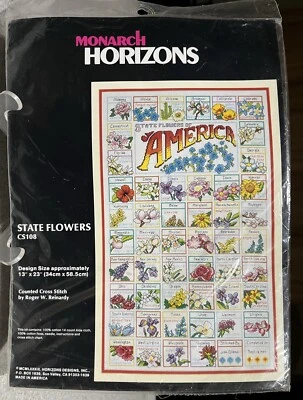 Monarch Horizons State Flowers Counted Cross Stitch Kit 13" X 23" Sealed READ - Image 1 of 4