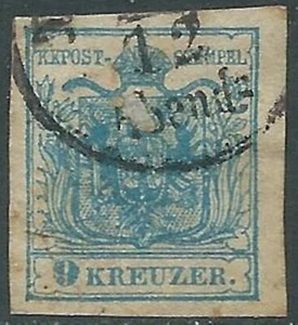 1850 AUSTRIA IMPERO USATO AQUILA 9 K II TIPO - RD32 - Imagen 1 de 1