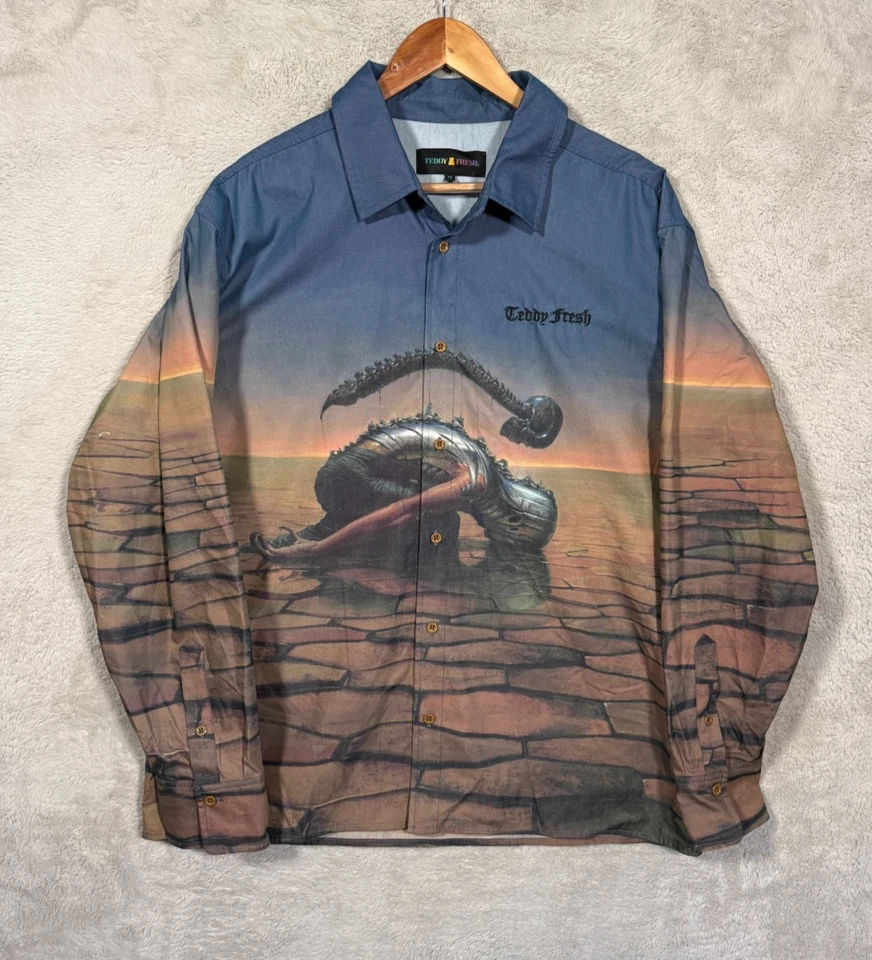 Teddy Fresh Magic The Gathering Collab Button Down M Gamer Streetwear Esports LS - Image 1 of 4