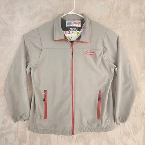 Budweiser Jacket Men's XL Gray Red Zipper Polyester Windbreaker - Picture 1 of 9