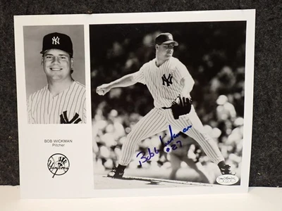FOTO FIRMADA POR BOB WICKMAN DE LOS YANKEES DE NUEVA YORK DE 8" X 10" JSA Foto 1 de 2