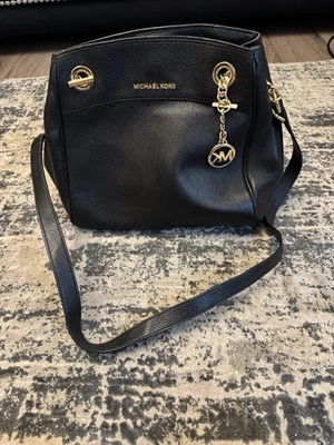 Michael Kors Black Pebbled Leather Bag with Gold Hardware - Image 1 of 4