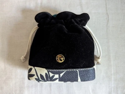 Spartina 449 Daufuskie Black Velvet Drawstring Pouch Bag Linen Purse - Image 1 of 4