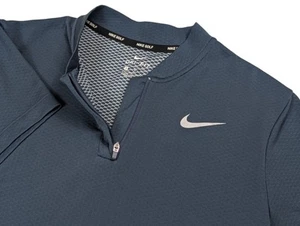 Nike Golf Poloshirt Damen Medium Blade Kragen 1/4 Reißverschluss Kurzarm Schieferblau - Bild 1 von 11