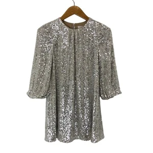 Vineyard Vines - Girls' Silver Sequin Swing Dress - Med - Picture 1 of 6