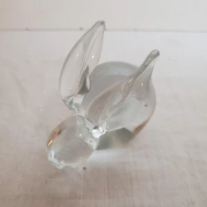 Mundgeblasen klar Kristall Kunst Glas Hase Kaninchen Briefbeschwerer Figur Vintage 3" - Bild 1 von 8