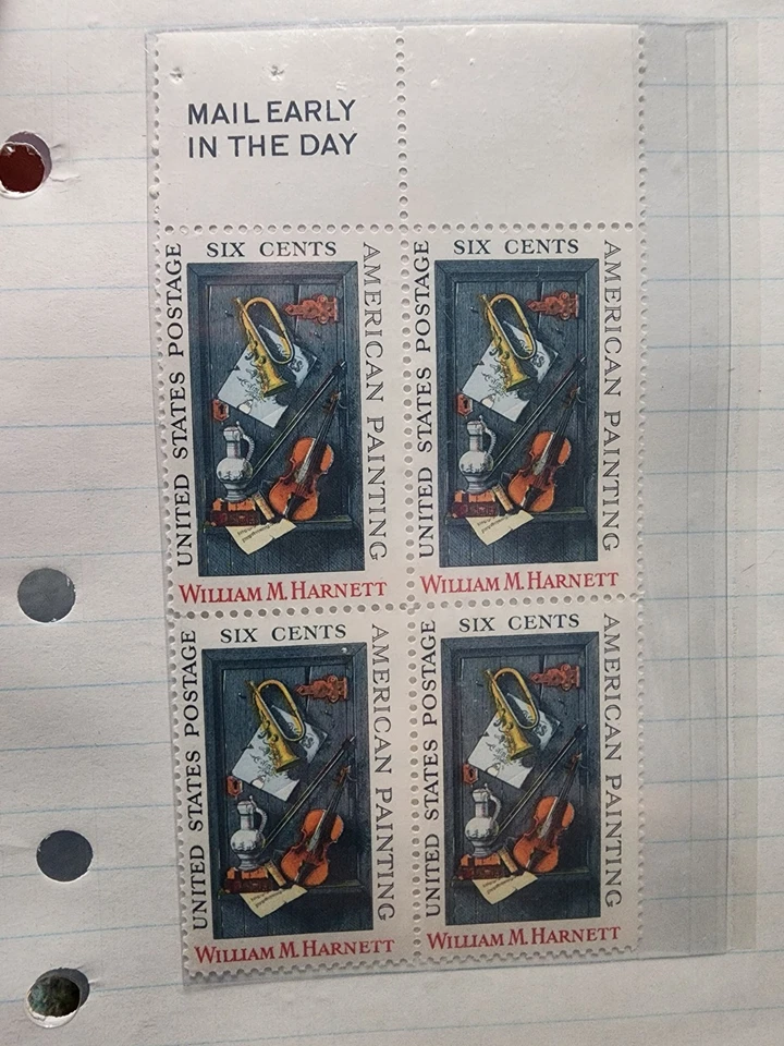 1969 William H. Harnett American Painting 6c Stamp Block of 4 Sc#1386 -#I31 - Image 1 of 1