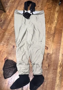 Cabela's 4MOST Waders Stockingfoot 9-11 Men LS Beige Waterproof Fly Fishing Bibs - Picture 1 of 6
