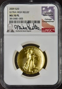 2009 $20 Gold Ultra High Relief Double Eagle NGC MS70PL Mike Castle ✪COINGIANTS✪ - Picture 1 of 2