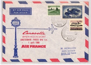 NETHERLANDS Air Mail Cover AIR FRANCE FIRST FLIGHT Amsterdam Orly 1966 YG159 - Picture 1 of 8