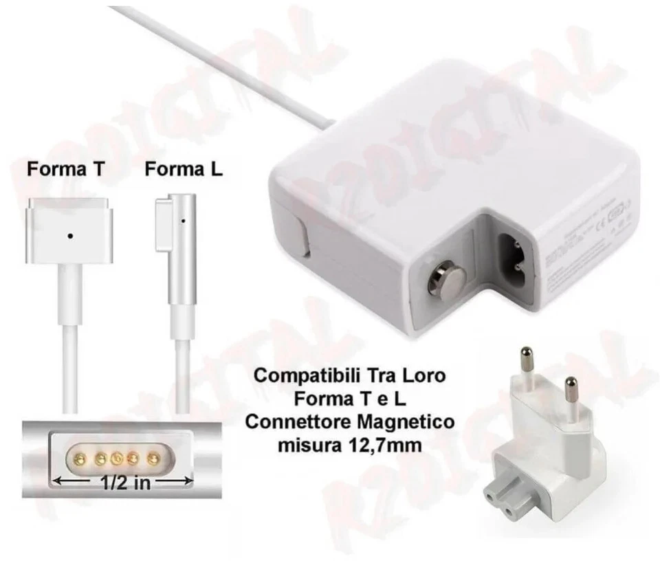 ALIMENTATORE per APPLE MACBOOK MAGSAFE 1 60W 16.5V 3.65A MAGSAFE 1 PRO 13 15 POL - Immagine 1 di 1